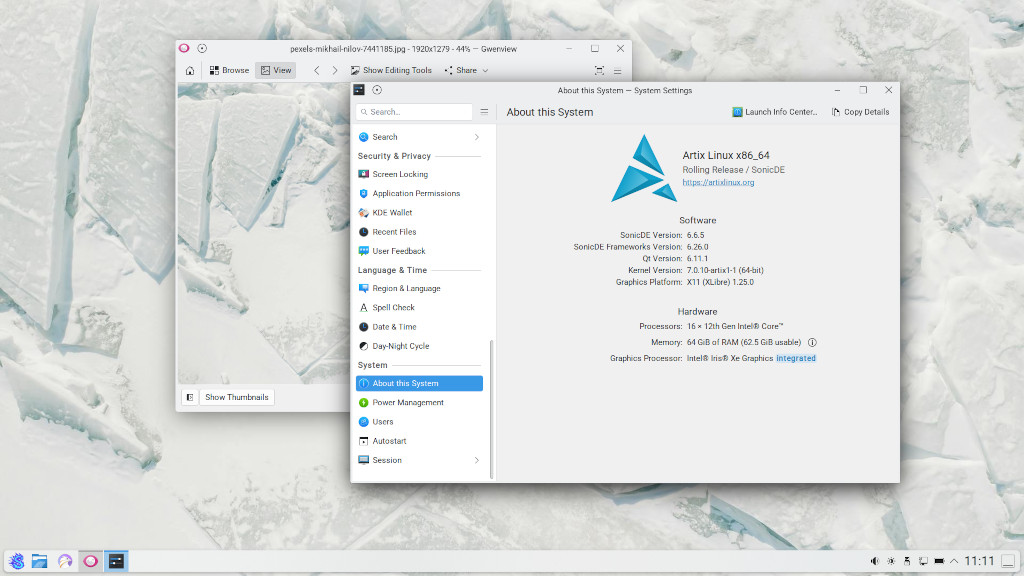 SonicDE on Artix Linux